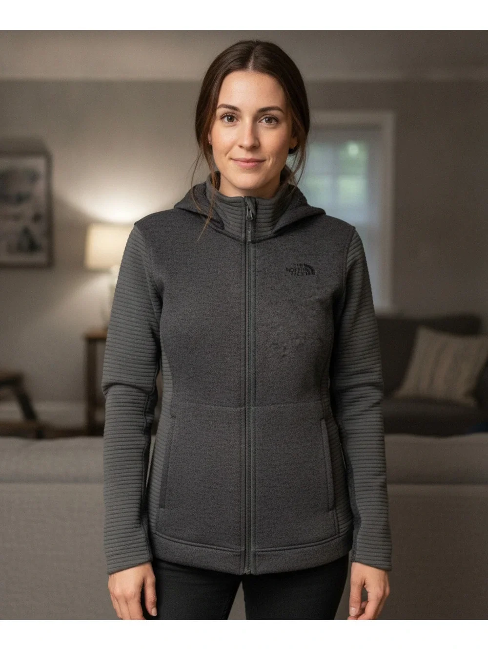 The North Face Unisex Full-Zip Hoodie Jacket XL Dark Gray